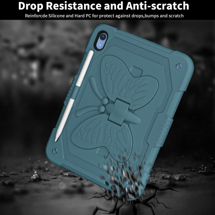For iPad 2025 / 2022 Butterfly Kickstand Heavy Duty Hard Rugged Tablet Case(Dark Green) - iPad 2025 / 2022 Cases by buy2fix | Online Shopping UK | buy2fix