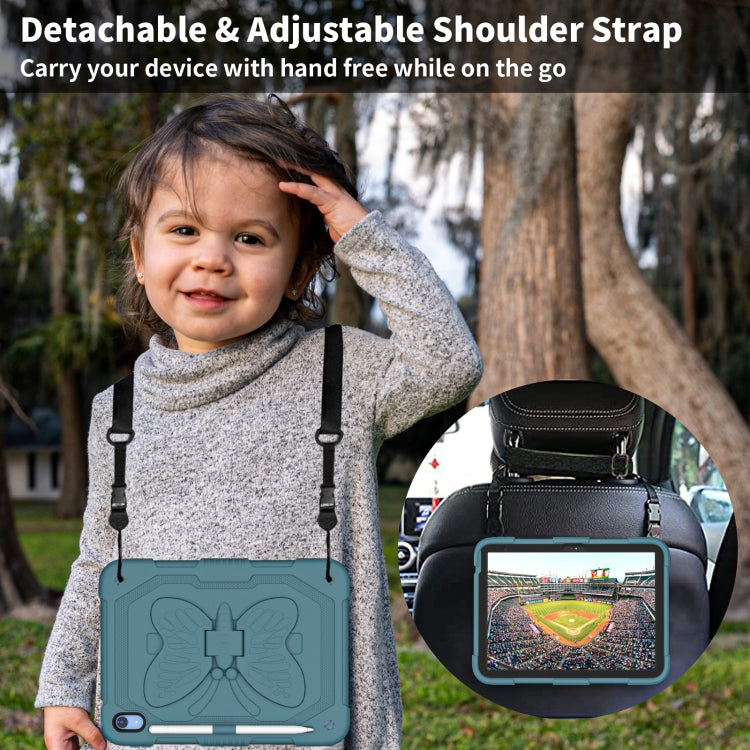 For iPad 2025 / 2022 Butterfly Kickstand Heavy Duty Hard Rugged Tablet Case(Dark Green) - iPad 2025 / 2022 Cases by buy2fix | Online Shopping UK | buy2fix