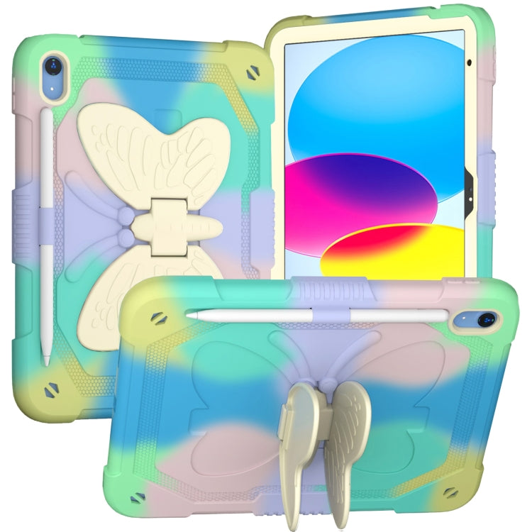 For iPad 2025 / 2022 Butterfly Kickstand Heavy Duty Hard Rugged Tablet Case(Colorful Green) - iPad 2025 / 2022 Cases by buy2fix | Online Shopping UK | buy2fix