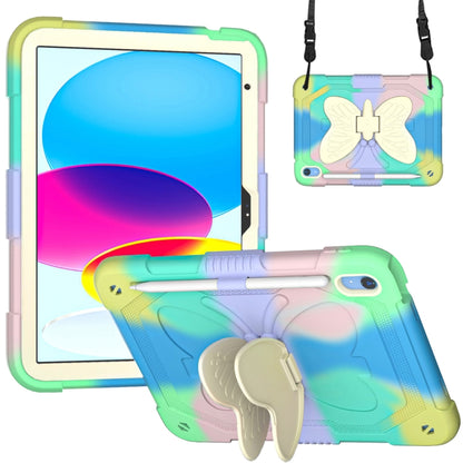 For iPad 2025 / 2022 Butterfly Kickstand Heavy Duty Hard Rugged Tablet Case(Colorful Green) - iPad 2025 / 2022 Cases by buy2fix | Online Shopping UK | buy2fix