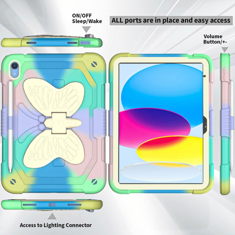 For iPad 2025 / 2022 Butterfly Kickstand Heavy Duty Hard Rugged Tablet Case(Colorful Green) - iPad 2025 / 2022 Cases by buy2fix | Online Shopping UK | buy2fix