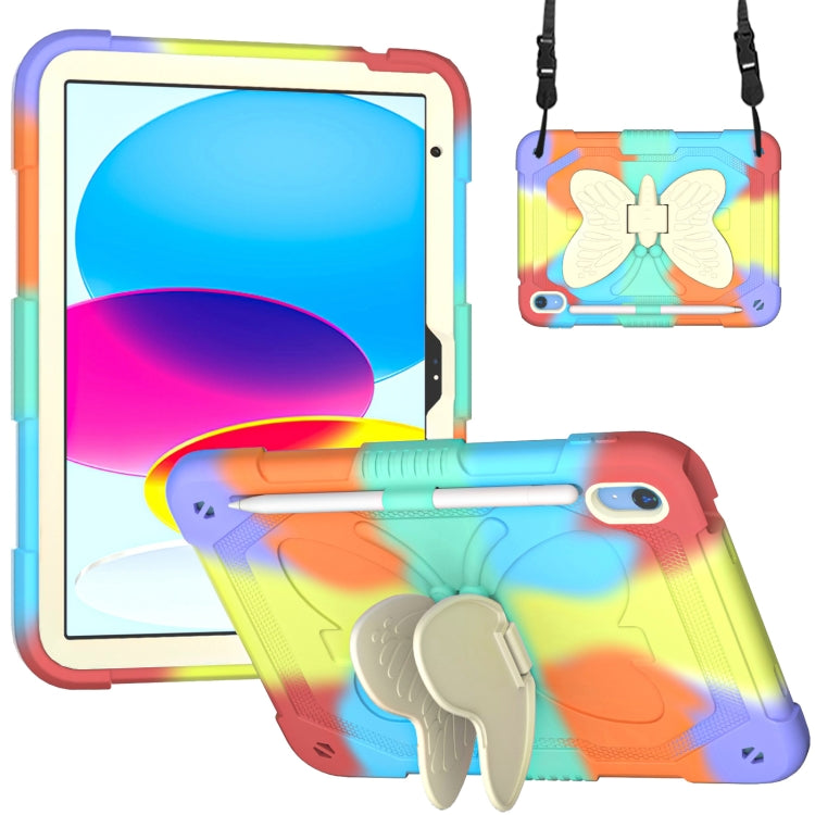 For iPad 2025 / 2022 Butterfly Kickstand Heavy Duty Hard Rugged Tablet Case(Colorful Red) - iPad 2025 / 2022 Cases by buy2fix | Online Shopping UK | buy2fix