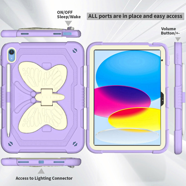 For iPad 2025 / 2022 Butterfly Kickstand Heavy Duty Hard Rugged Tablet Case(Gream Light Purple) - iPad 2025 / 2022 Cases by buy2fix | Online Shopping UK | buy2fix