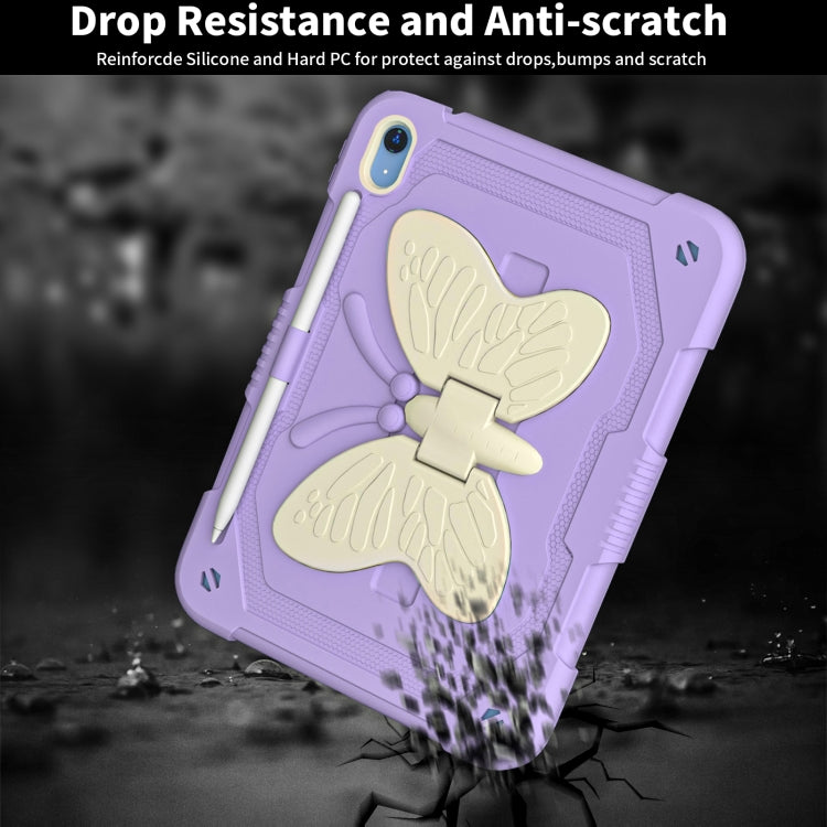 For iPad 2025 / 2022 Butterfly Kickstand Heavy Duty Hard Rugged Tablet Case(Gream Light Purple) - iPad 2025 / 2022 Cases by buy2fix | Online Shopping UK | buy2fix