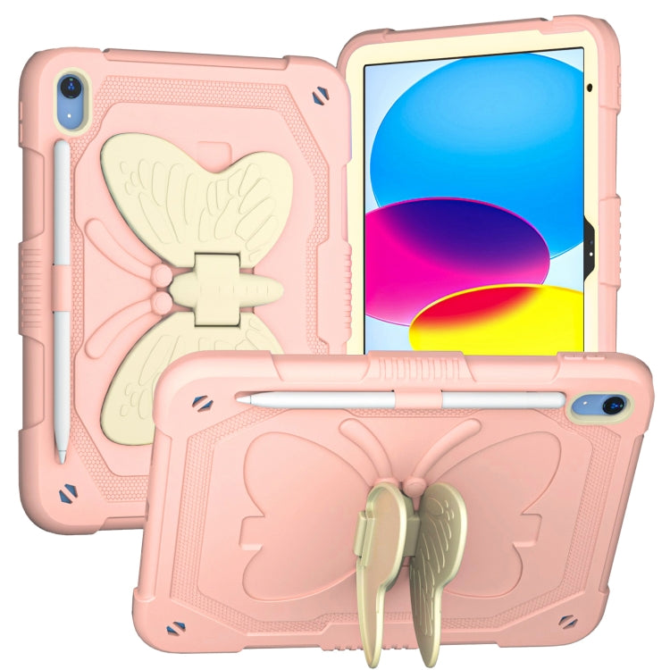 For iPad 2025 / 2022 Butterfly Kickstand Heavy Duty Hard Rugged Tablet Case(Gream Rose Pink) - iPad 2025 / 2022 Cases by buy2fix | Online Shopping UK | buy2fix