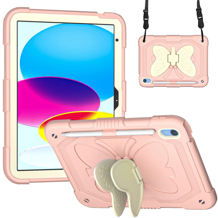 For iPad 2025 / 2022 Butterfly Kickstand Heavy Duty Hard Rugged Tablet Case(Gream Rose Pink) - iPad 2025 / 2022 Cases by buy2fix | Online Shopping UK | buy2fix