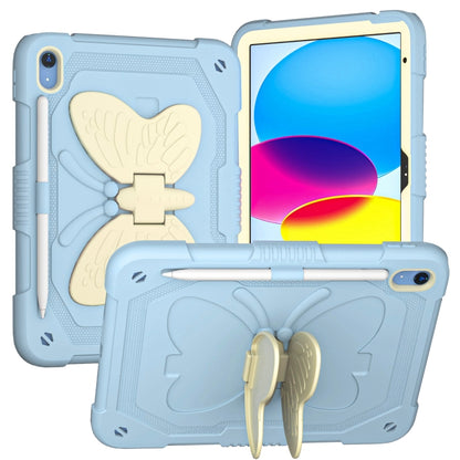 For iPad 2025 / 2022 Butterfly Kickstand Heavy Duty Hard Rugged Tablet Case(Gream Ice Blue) - iPad 2025 / 2022 Cases by buy2fix | Online Shopping UK | buy2fix