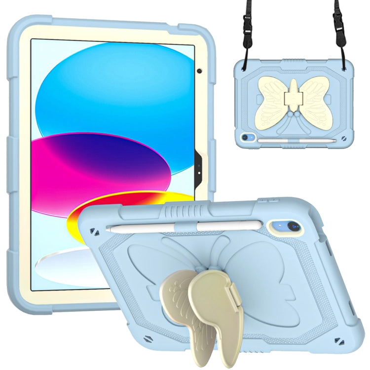 For iPad 2025 / 2022 Butterfly Kickstand Heavy Duty Hard Rugged Tablet Case(Gream Ice Blue) - iPad 2025 / 2022 Cases by buy2fix | Online Shopping UK | buy2fix