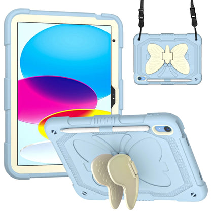 For iPad 2025 / 2022 Butterfly Kickstand Heavy Duty Hard Rugged Tablet Case(Gream Ice Blue) - iPad 2025 / 2022 Cases by buy2fix | Online Shopping UK | buy2fix