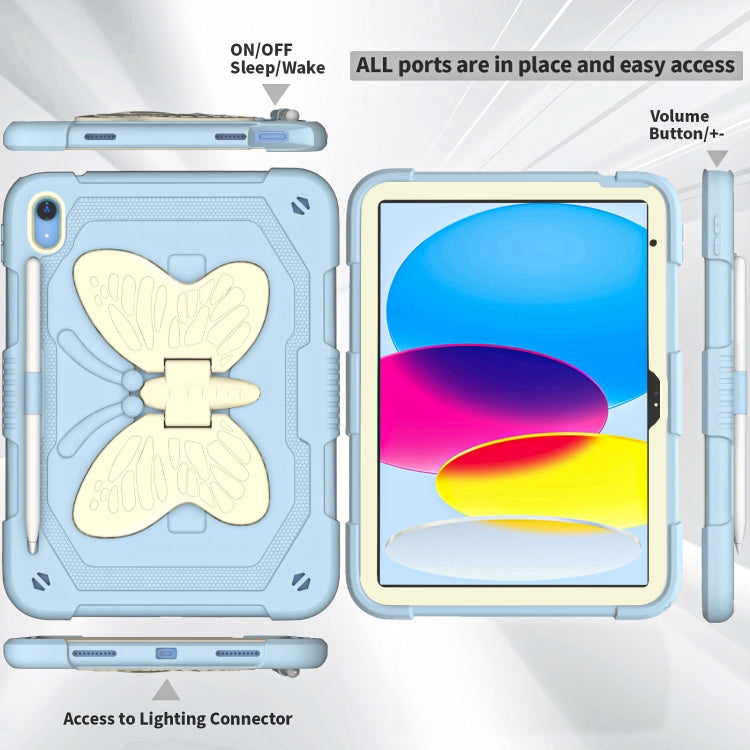 For iPad 2025 / 2022 Butterfly Kickstand Heavy Duty Hard Rugged Tablet Case(Gream Ice Blue) - iPad 2025 / 2022 Cases by buy2fix | Online Shopping UK | buy2fix