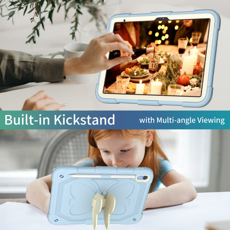 For iPad 2025 / 2022 Butterfly Kickstand Heavy Duty Hard Rugged Tablet Case(Gream Ice Blue) - iPad 2025 / 2022 Cases by buy2fix | Online Shopping UK | buy2fix