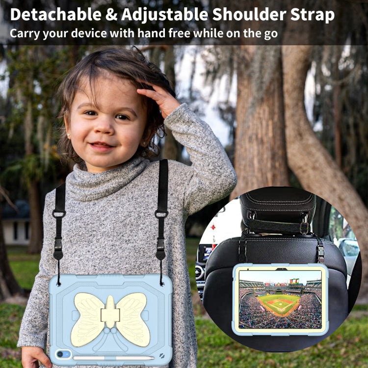 For iPad 2025 / 2022 Butterfly Kickstand Heavy Duty Hard Rugged Tablet Case(Gream Ice Blue) - iPad 2025 / 2022 Cases by buy2fix | Online Shopping UK | buy2fix