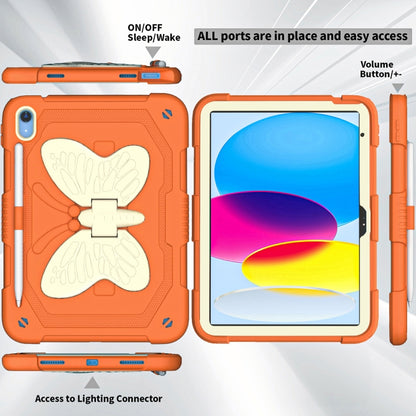 For iPad 2025 / 2022 Butterfly Kickstand Heavy Duty Hard Rugged Tablet Case(Gream Gold Orange) - iPad 2025 / 2022 Cases by buy2fix | Online Shopping UK | buy2fix
