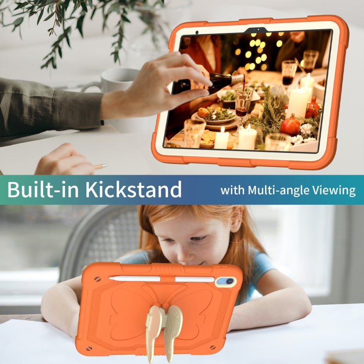 For iPad 2025 / 2022 Butterfly Kickstand Heavy Duty Hard Rugged Tablet Case(Gream Gold Orange) - iPad 2025 / 2022 Cases by buy2fix | Online Shopping UK | buy2fix