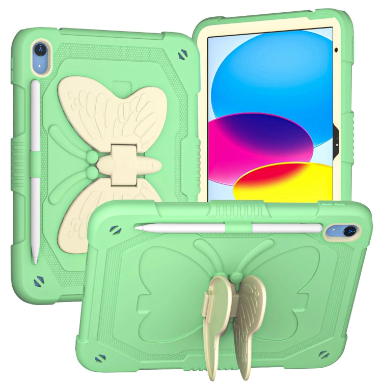 For iPad 2025 / 2022 Butterfly Kickstand Heavy Duty Hard Rugged Tablet Case(Gream Fresh Green) - iPad 2025 / 2022 Cases by buy2fix | Online Shopping UK | buy2fix