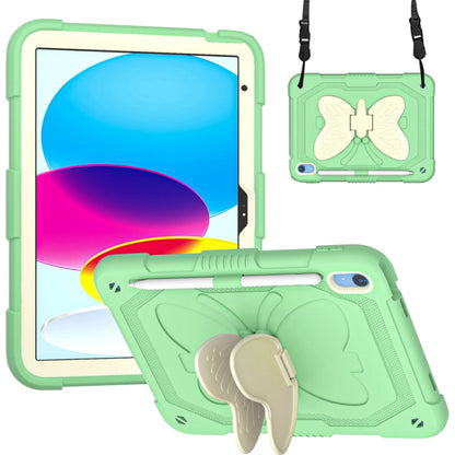 For iPad 2025 / 2022 Butterfly Kickstand Heavy Duty Hard Rugged Tablet Case(Gream Fresh Green) - iPad 2025 / 2022 Cases by buy2fix | Online Shopping UK | buy2fix