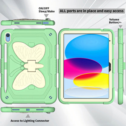 For iPad 2025 / 2022 Butterfly Kickstand Heavy Duty Hard Rugged Tablet Case(Gream Fresh Green) - iPad 2025 / 2022 Cases by buy2fix | Online Shopping UK | buy2fix