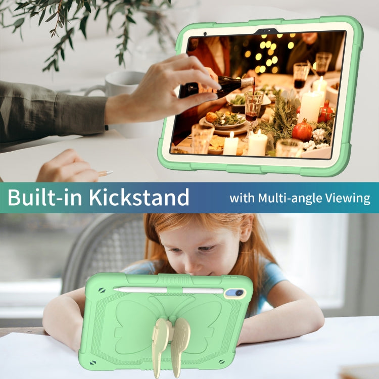For iPad 2025 / 2022 Butterfly Kickstand Heavy Duty Hard Rugged Tablet Case(Gream Fresh Green) - iPad 2025 / 2022 Cases by buy2fix | Online Shopping UK | buy2fix