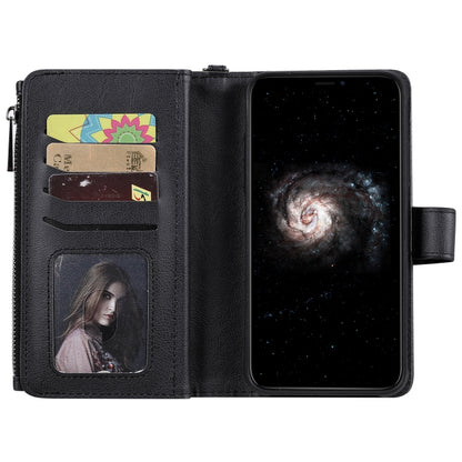 For iPhone 11 Pro Max 2 in 1 Solid Color Zipper Shockproof Protective Case with Card Slots & Bracket & Photo Holder & Wallet Function(Black) - iPhone 11 Pro Max Cases by buy2fix | Online Shopping UK | buy2fix
