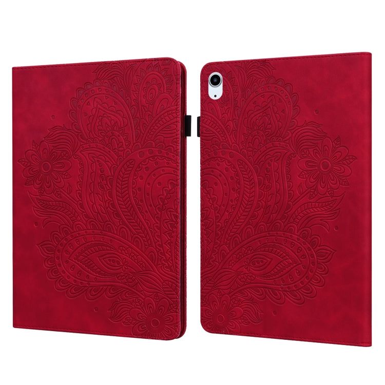 For iPad 2025 / 2022 Peacock Embossed Pattern Leather Tablet Case(Red) - iPad 2025 / 2022 Cases by buy2fix | Online Shopping UK | buy2fix