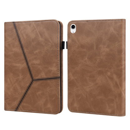 For iPad 2025 / 2022 Solid Color Embossed Striped Leather Tablet Case(Brown) - iPad 2025 / 2022 Cases by buy2fix | Online Shopping UK | buy2fix