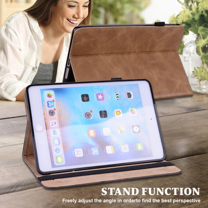 For iPad 2025 / 2022 Solid Color Embossed Striped Leather Tablet Case(Brown) - iPad 2025 / 2022 Cases by buy2fix | Online Shopping UK | buy2fix
