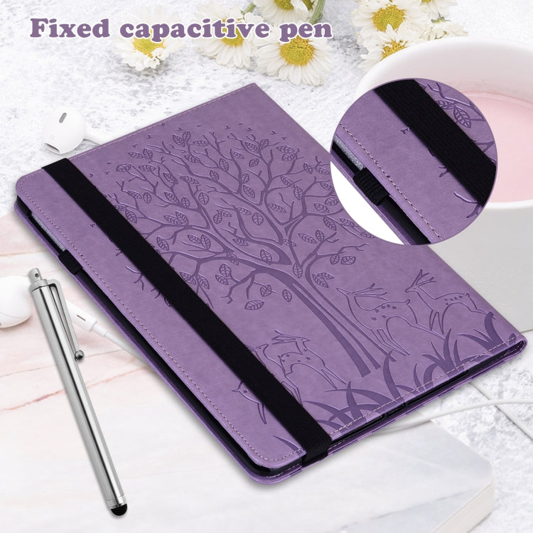 For iPad 2025 / 2022 Tree & Deer Embossed Leather Tablet Case(Purple) - iPad 2025 / 2022 Cases by buy2fix | Online Shopping UK | buy2fix