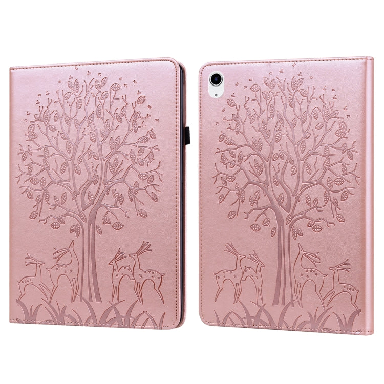 For iPad 2025 / 2022 Tree & Deer Embossed Leather Tablet Case(Pink) - iPad 2025 / 2022 Cases by buy2fix | Online Shopping UK | buy2fix