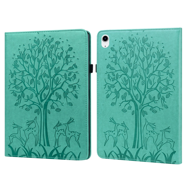 For iPad 2025 / 2022 Tree & Deer Embossed Leather Tablet Case(Green) - iPad 2025 / 2022 Cases by buy2fix | Online Shopping UK | buy2fix