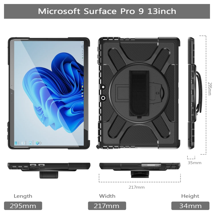 For MicroSoft Surface Pro 9 / 10 / 11 Rotatable Kickstand Grip Shockproof Tablet Case(Black) - Others by buy2fix | Online Shopping UK | buy2fix