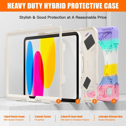 For iPad 2025 / 2022 Rotatable Kickstand Grip Heavy Duty Hard Rugged Tablet Case(Colorful Pink) - iPad 2025 / 2022 Cases by buy2fix | Online Shopping UK | buy2fix