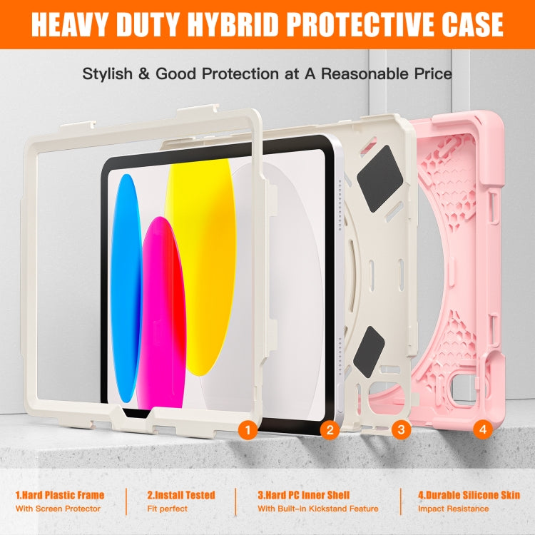 For iPad 2025 / 2022 Rotatable Kickstand Grip Heavy Duty Hard Rugged Tablet Case(Cherry Pink) - iPad 2025 / 2022 Cases by buy2fix | Online Shopping UK | buy2fix