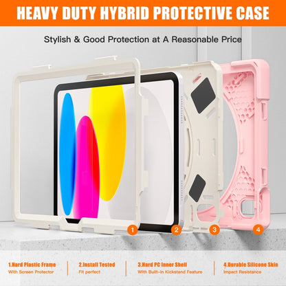 For iPad 2025 / 2022 Rotatable Kickstand Grip Heavy Duty Hard Rugged Tablet Case(Cherry Pink) - iPad 2025 / 2022 Cases by buy2fix | Online Shopping UK | buy2fix