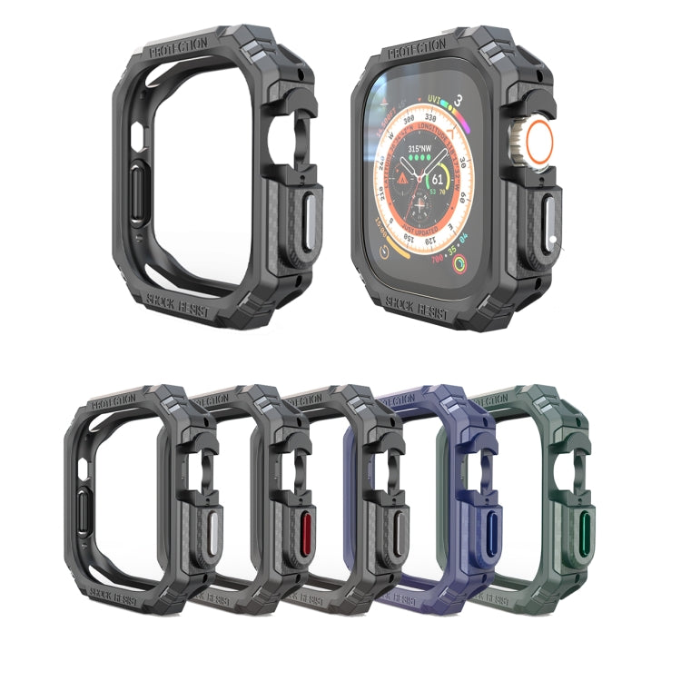 For Apple Watch Ultra 3 / 2 / 1 49mm TPU + PC Carbon Fiber Shockproof Case(Blue) by buy2fix