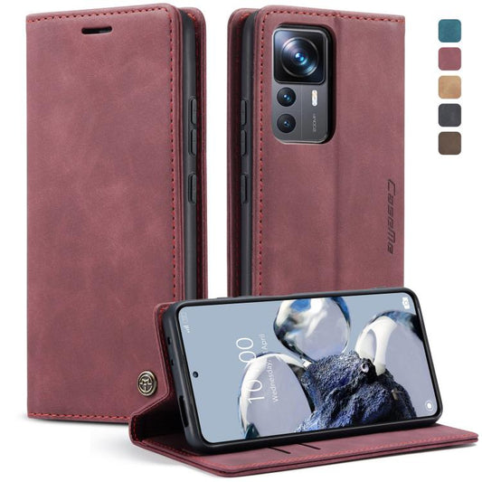 For Xiaomi 12T / 12T Pro CaseMe 013 Multifunctional Horizontal Flip Leather Phone Case(Wine Red) - Xiaomi Cases by CaseMe | Online Shopping UK | buy2fix
