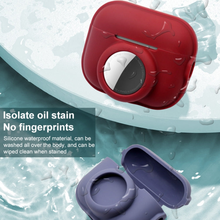 For AirPods Pro 2 / AirTag 2 in 1 Shockproof Full Coverage Silicone Protective Case(Black) by buy2fix