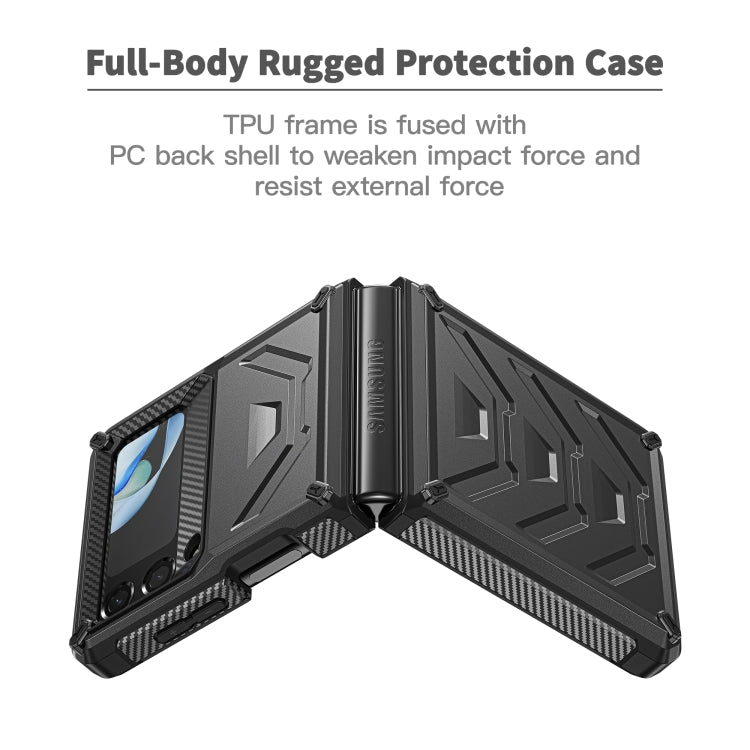 For Samsung Galaxy Z Flip4 5G SM-F721 Armored All-inclusive Shockproof Folding Phone Case(Black) - Galaxy Z Flip4 5G Cases by buy2fix | Online Shopping UK | buy2fix