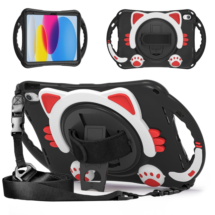 For iPad 2025 / 2022 Cute Cat King Kids Shockproof Silicone Tablet Case(Black Red) - iPad 2025 / 2022 Cases by buy2fix | Online Shopping UK | buy2fix