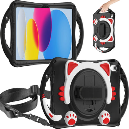 For iPad 2025 / 2022 Cute Cat King Kids Shockproof Silicone Tablet Case(Black Red) - iPad 2025 / 2022 Cases by buy2fix | Online Shopping UK | buy2fix