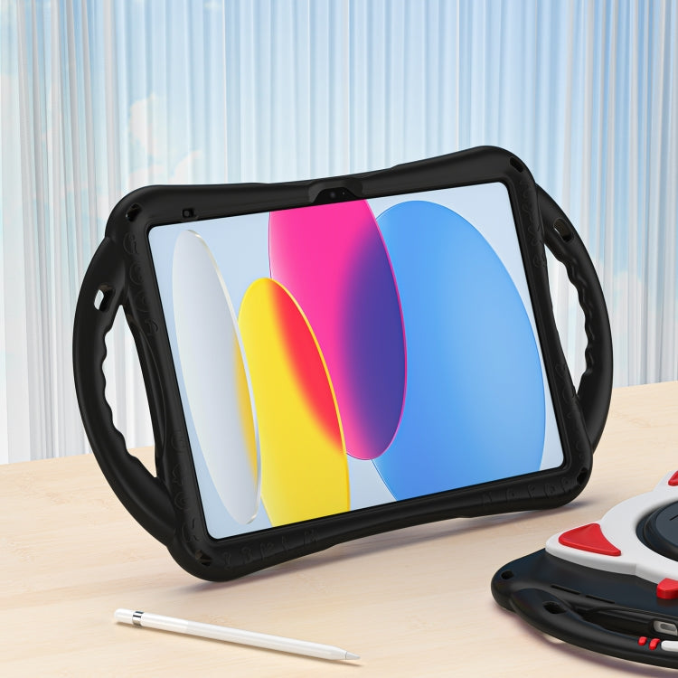 For iPad 2025 / 2022 Cute Cat King Kids Shockproof Silicone Tablet Case(Black Red) - iPad 2025 / 2022 Cases by buy2fix | Online Shopping UK | buy2fix