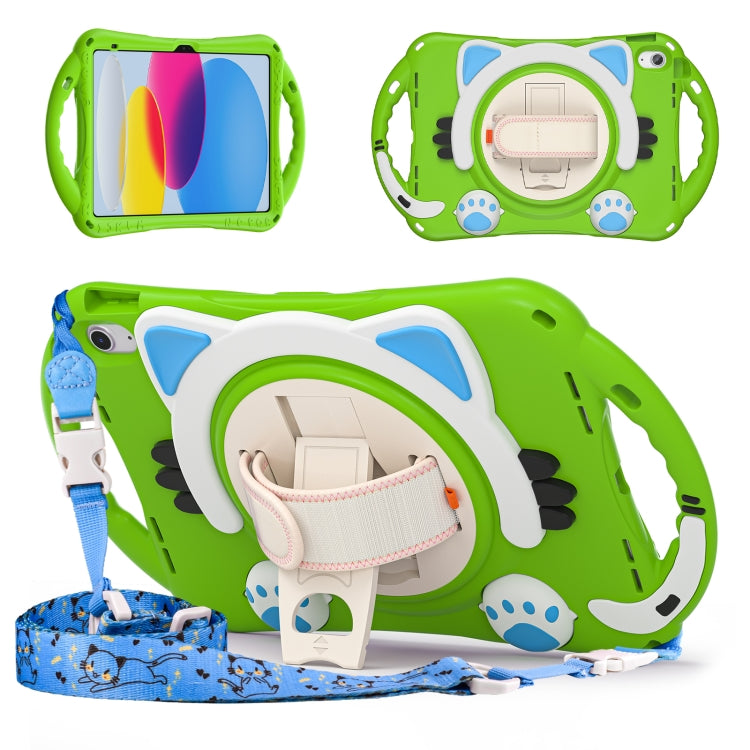 For iPad 2025 / 2022 Cute Cat King Kids Shockproof Silicone Tablet Case(Green) - iPad 2025 / 2022 Cases by buy2fix | Online Shopping UK | buy2fix