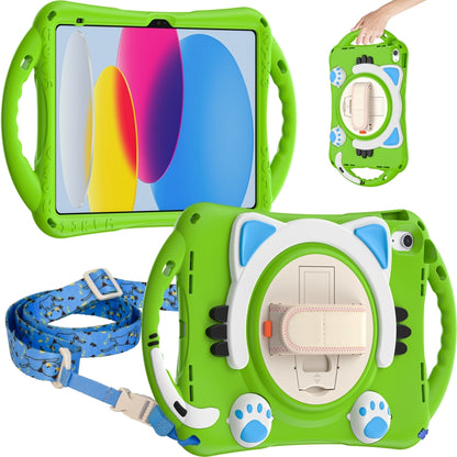 For iPad 2025 / 2022 Cute Cat King Kids Shockproof Silicone Tablet Case(Green) - iPad 2025 / 2022 Cases by buy2fix | Online Shopping UK | buy2fix