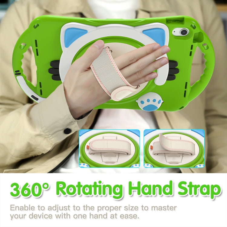 For iPad 2025 / 2022 Cute Cat King Kids Shockproof Silicone Tablet Case(Green) - iPad 2025 / 2022 Cases by buy2fix | Online Shopping UK | buy2fix