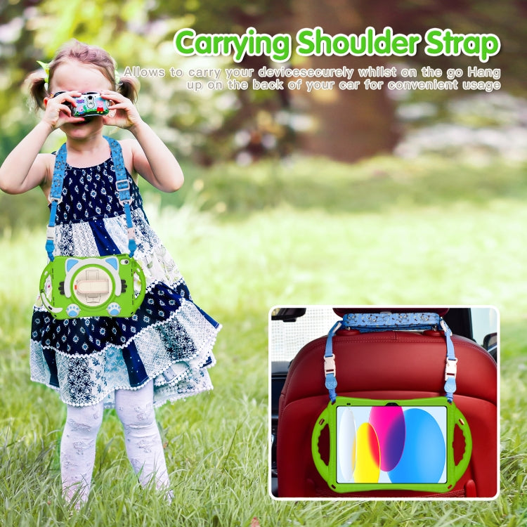 For iPad 2025 / 2022 Cute Cat King Kids Shockproof Silicone Tablet Case(Green) - iPad 2025 / 2022 Cases by buy2fix | Online Shopping UK | buy2fix