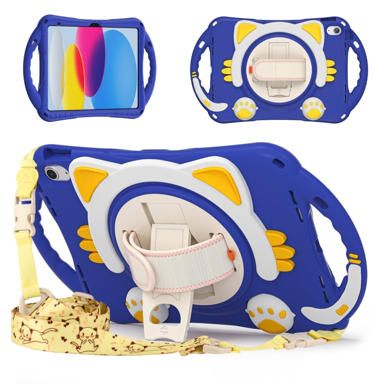 For iPad 2025 / 2022 Cute Cat King Kids Shockproof Silicone Tablet Case(Dark Blue) - iPad 2025 / 2022 Cases by buy2fix | Online Shopping UK | buy2fix