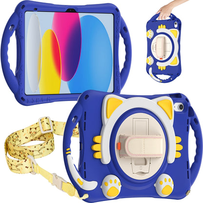 For iPad 2025 / 2022 Cute Cat King Kids Shockproof Silicone Tablet Case(Dark Blue) - iPad 2025 / 2022 Cases by buy2fix | Online Shopping UK | buy2fix