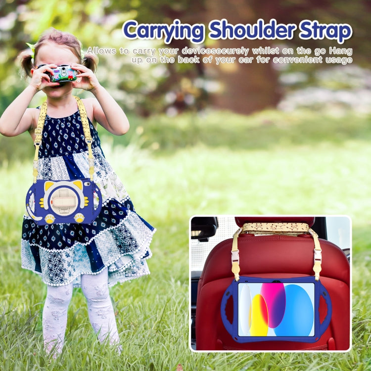 For iPad 2025 / 2022 Cute Cat King Kids Shockproof Silicone Tablet Case(Dark Blue) - iPad 2025 / 2022 Cases by buy2fix | Online Shopping UK | buy2fix