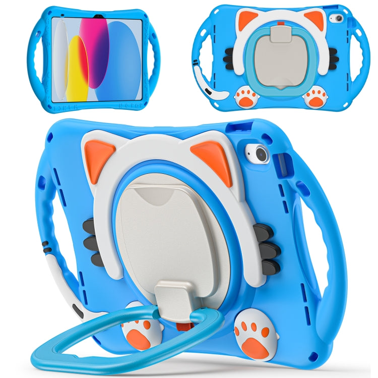 For iPad 2025 / 2022 Cute Cat King Kids Shockproof Silicone Tablet Case(Light Blue) - iPad 2025 / 2022 Cases by buy2fix | Online Shopping UK | buy2fix
