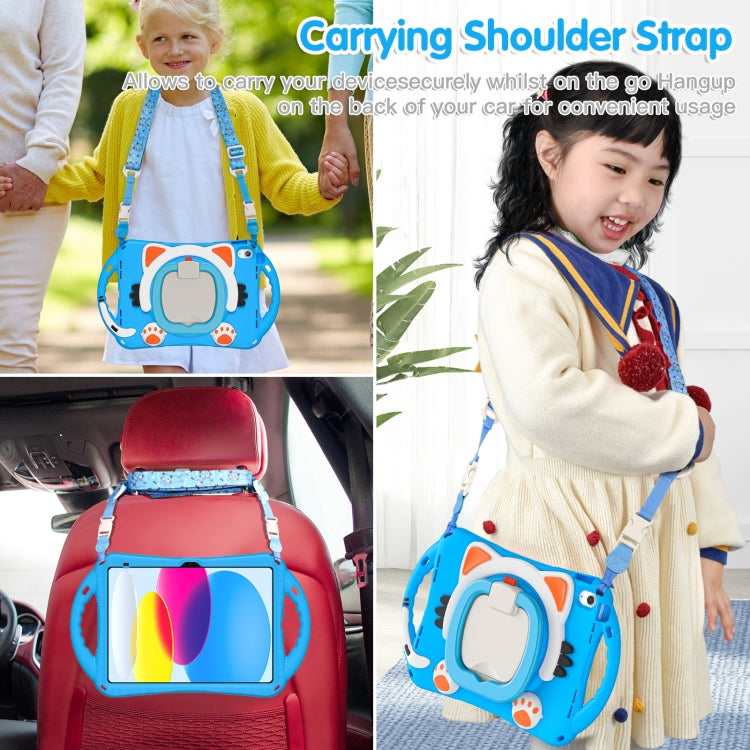 For iPad 2025 / 2022 Cute Cat King Kids Shockproof Silicone Tablet Case(Light Blue) - iPad 2025 / 2022 Cases by buy2fix | Online Shopping UK | buy2fix