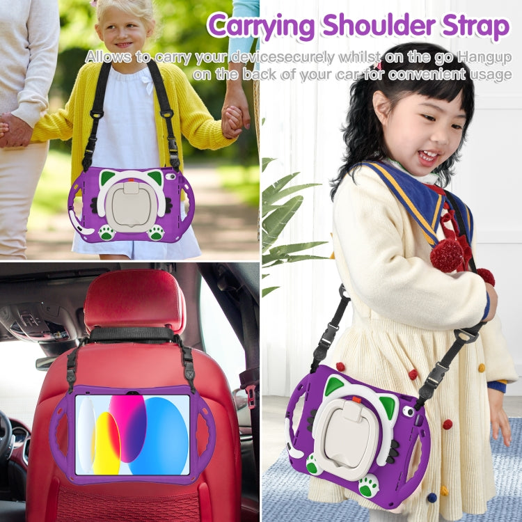 For iPad 2025 / 2022 Cute Cat King Kids Shockproof Silicone Tablet Case(Purple) - iPad 2025 / 2022 Cases by buy2fix | Online Shopping UK | buy2fix
